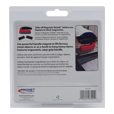 Master Magnetics Strong Magnet with Ergonomic Handle  100 lb Pull Force Red 07501