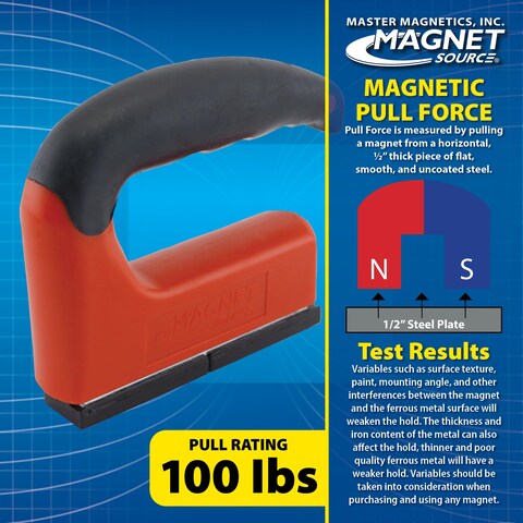 Master Magnetics Strong Magnet with Ergonomic Handle  100 lb Pull Force Red 07501