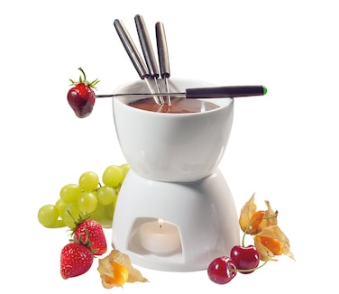 Cilio Porcelain Chocolate Fondue Set White 5Inch by 10Inch