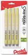 Pentel Handyline S Retractable Highlighter Chisel Tip Yellow Ink 4 Pack SXS15BP4G