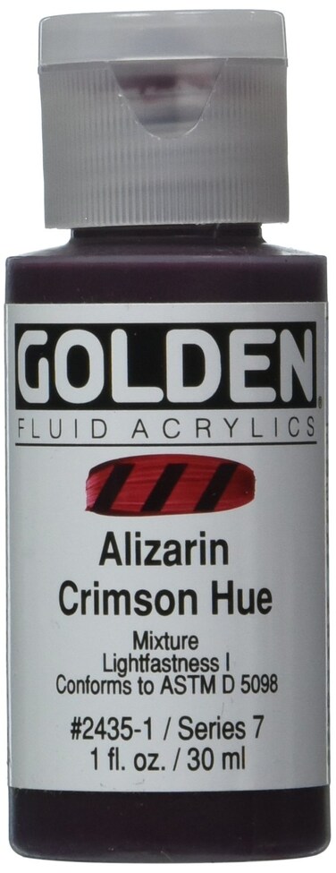 Fluid Acrylics by GOLDEN Alizarin Crimson Hue 1 fl oz Bottle Professional Acrylic Paint Transparent