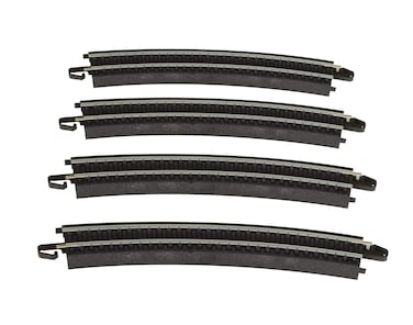 Bachmann Trains  SnapFit EZ Track 18 Radius Curved Track 4card  Steel Alloy Rail With Black Roadbed  HO Scale