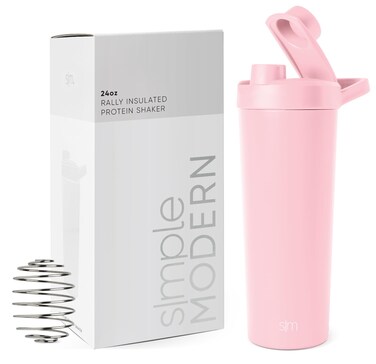 Simple Modern Stainless Steel Shaker Bottle with Ball 24oz  Metal Insulated Cup for Protein Mixes Shakes and Pre Workout  Rally Collection  Blush