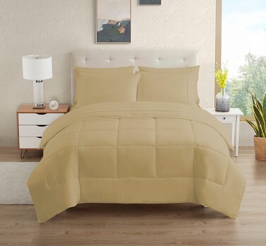 Dorm Room Essentials College Bedding Comforter Set 5 Piece Twin XL Size Bed in a Bag for College Students Boys and Girls Twin XL Camel