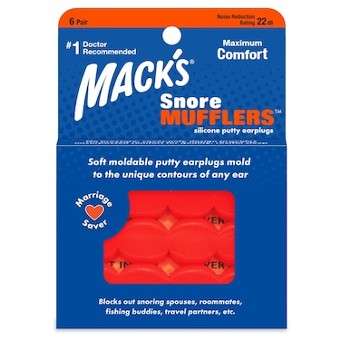 Macks Snore Mufflers Silicone Putty Ear Plugs 6 Pair  Comfortable Moldable Silicone Ear Plugs for Sleeping Snoring Loud Noise  Traveling  Made in USA