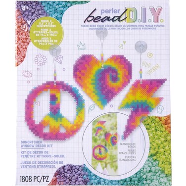 Perler 8057038 Fused Bead DIY Suncatcher Room Dcor Craft Activity Kit 55 x 55 Multicolor 1808 Pieces