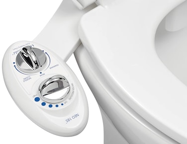 LUXE Bidet NEO 185  SelfCleaning Dual Nozzle NonElectric Bidet Attachment for Toilet Seat Adjustable Water Pressure Rear and Feminine Wash White