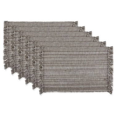 DII Variegated Tabletop Collection Placemat Set3x19 Gray 6 Piece