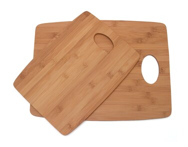 Lipper International Bamboo Wood Thin Kitchen Cutting Boards with Oval Hole in Center Set of 2 Boards 9 x 12 and 1112 x 15
