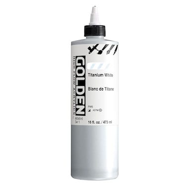 High Flow Acrylics by GOLDEN Titanium White 16 fl oz Bottle Professional Acrylic Paint SemiOpaque