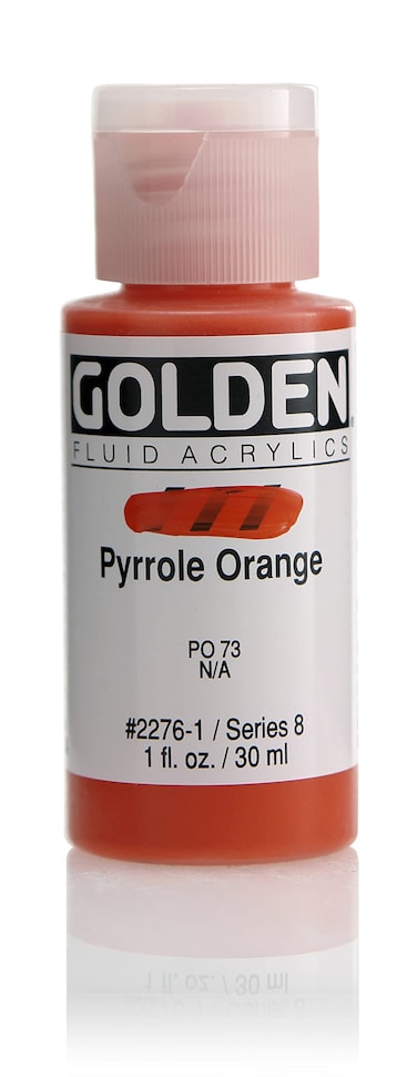 Golden Fluid Acrylics  Pyrrole Orange  1 oz Bottle