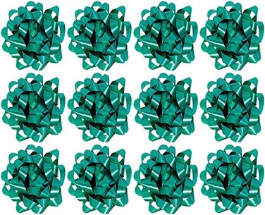 The Gift Wrap Company Decorative Confetti Gift Bows Medium Green pack of 12