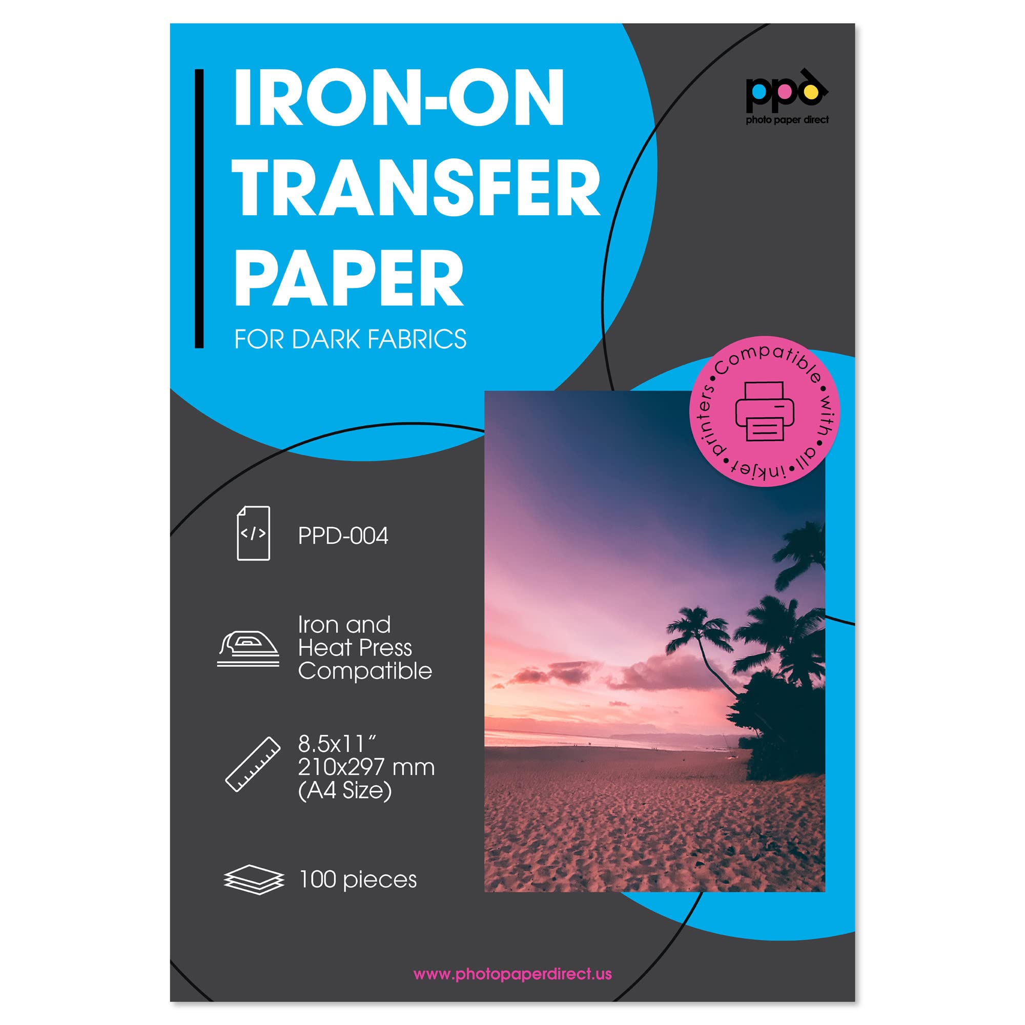 PPD Ppd Inkjet iron-on Transfer Paper Ltr 85x11 100 Sheets 85x11