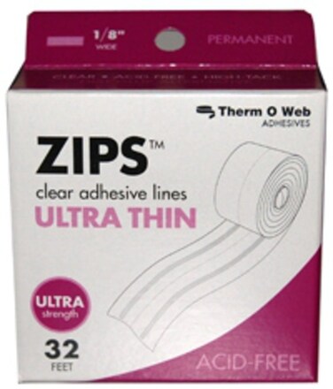 Thermoweb ZIPS MEM ADHES Strip 32FT Ultra Thin 18 X164 Thick 32Pkg