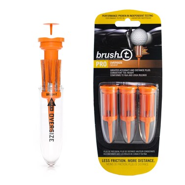 BRUSH T Premium Plastic Golf Tees Orange Oversize 3Pack Size 24 Unbreakable Innovative Design Consistent Height Perfect Golf Gift for Men and Women Golfing Tees Works With Any Golf Ball