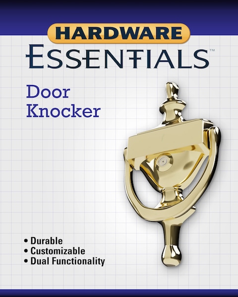 Hardware Essentials 852395 Bright Brass Door Knocker with Viewer 7in 1 Piece