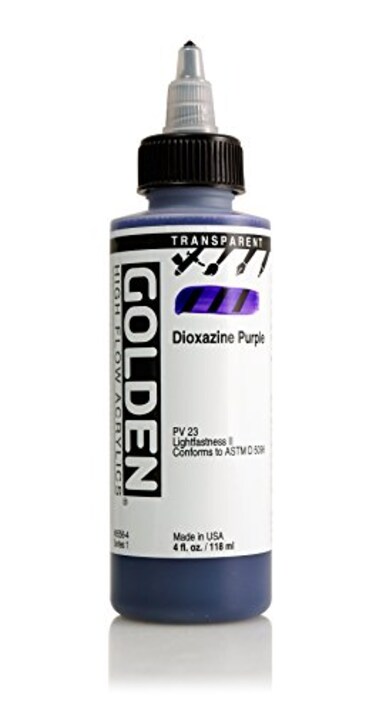 High Flow Acrylics by GOLDEN Transparent Dioxazine Purple 4 fl oz Bottle Professional Acrylic Paint Transparent