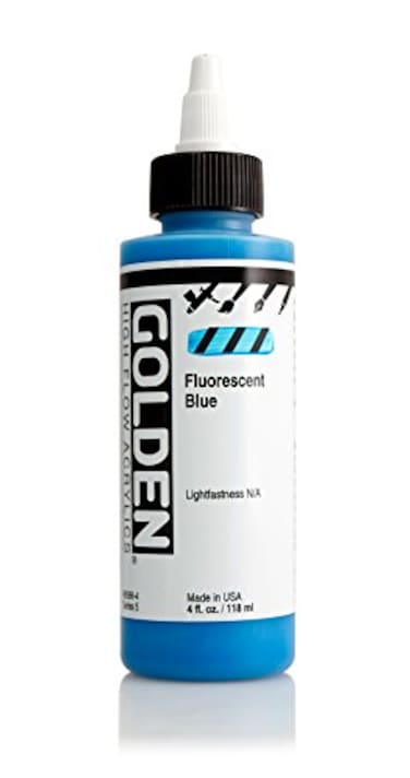 High Flow Acrylics by GOLDEN Fluorescent Blue 4 fl oz Bottle Professional Acrylic Paint Transparent