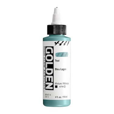 High Flow Acrylics by GOLDEN Teal 4 fl oz Bottle Professional Acrylic Paint Opaque