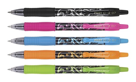 Pilot G2 Premium Gel Roller Pens Fine Point 07 mm Fashion Collection Assorted Colors Pack of 5