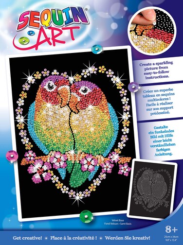 Sequin Art Blue Love Birds Sparkling Arts and Crafts Picture Kit Creative Crafts