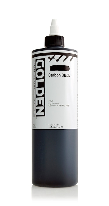 High Flow Acrylics by GOLDEN Carbon Black 16 fl oz Bottle Professional Acrylic Paint Opaque
