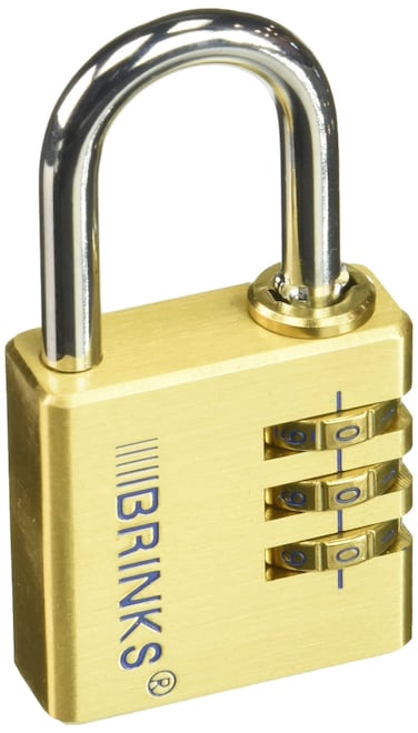 BRINKS  40mm Solid Brass 3Dial Resettable Padlock  Chrome Plated with Hardened Steel Shackle