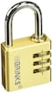 BRINKS  40mm Solid Brass 3Dial Resettable Padlock  Chrome Plated with Hardened Steel Shackle