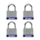 BRINKS  40mm Laminated Steel Keyed Padlock 4Pack  Chrome Plated with Hardened Steel Shackle