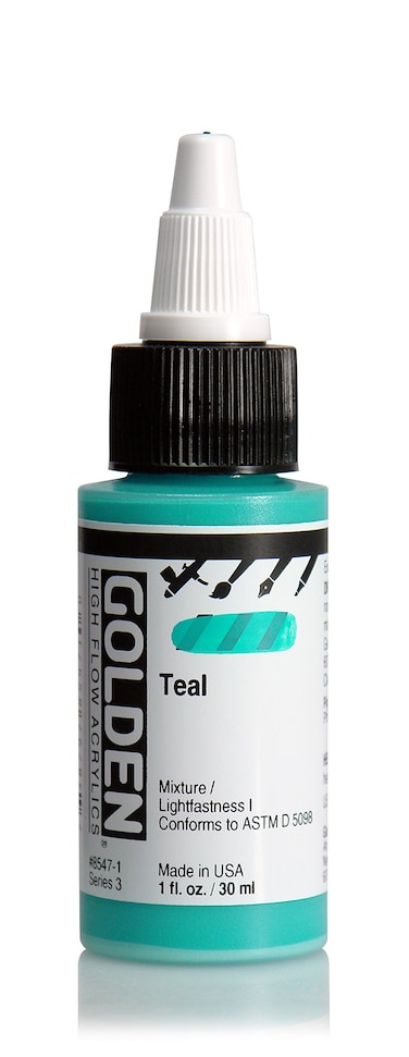 Golden Acrylic High Flow 1 ounce bottle Teal
