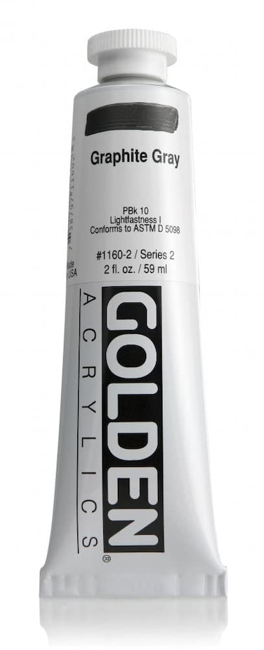 Heavy Body Acrylics by GOLDEN Graphite Gray 2 fl oz Tube Professional Acrylic Paint Opaque