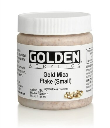 Heavy Body Acrylics by GOLDEN Gold Mica Flake Small 4 fl oz Jar Professional Acrylic Paint
