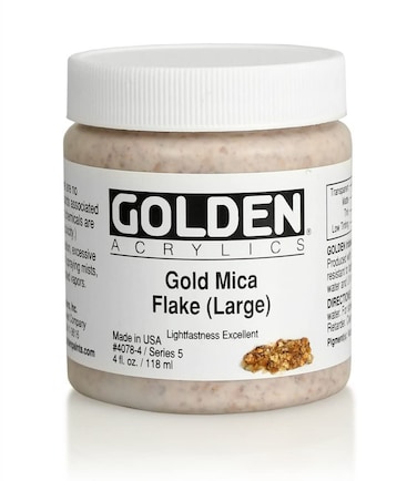 Heavy Body Acrylics by GOLDEN Gold Mica Flake Large 4 fl oz Jar Professional Acrylic Paint