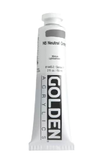 Heavy Body Acrylics by GOLDEN N5 Neutral Gray 2 fl oz Tube Professional Acrylic Paint Opaque