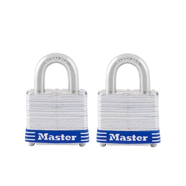 Master Lock 3T 1916Inch Wide KeyedAlike Padlock 932Inch Shackle 2Pack