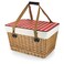 PICNIC TIME Canasta Wicker Picnic Basket With Lid Small Picnic Basket For 2 Beige Canvas With Red  White Gingham Pattern Lid