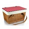 PICNIC TIME Canasta Wicker Picnic Basket With Lid Small Picnic Basket For 2 Beige Canvas With Red  White Gingham Pattern Lid