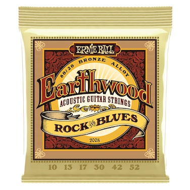 Ernie Ball Earthwood Rock and Blues wPlain G 8020 Bronze Acoustic Guitar Strings  1052 Gauge