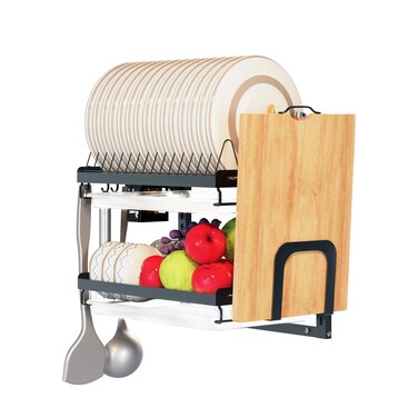 Virgorack Dish Drying Rack Over The Wall Mounted Dish Drying Rack Stainless Steel Dish Rack Large Storage Drying Rack for Kitchen Dish Drainer with Utensil Holder2 Tier