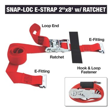 SNAPLOCS EStrap 2 x8 Ratchet USA with Hook  Loop Storage Fastener