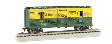 Bachmann 40 Animated Stock Car  CHICAGO and NORTHWESTERN with HORSES  HO Scale