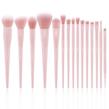 Makeup Brushes Dpolla 15Pcs Complete Synthetic Makeup Brush Set with Professional Foundation Brushes Powder Concealers Eye shadows Blush Makeup Brush for Perfect Makeup Pink