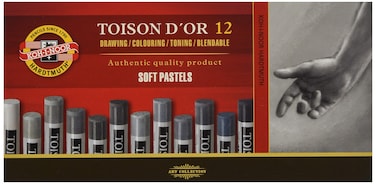 KohINoor TOISON DOR 8522 Artists Soft Pastels  Grey Pack of 12