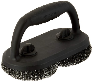 Outset 76226 Short Handle Mesh Scrubber Grill Brush Black