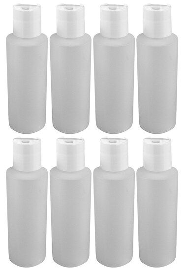 Pinnacle Mercantile 4 Oz Plastic Squeeze Bottles with Disc Top Flip Cap Set of 8 Empty