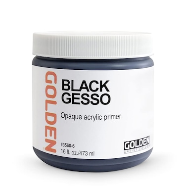 Black Gesso by GOLDEN 16 fl oz Jar Professional Acrylic Gesso Opaque