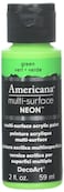 DecoArt Americana MultiSurface Neon Paint 2Ounce Green