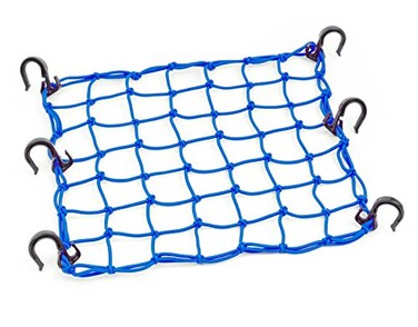 PowerTye 50153 Blue 15X15 Cargo Net Featuring 6 Adjustable Hooks  Tight 2x2 Mesh
