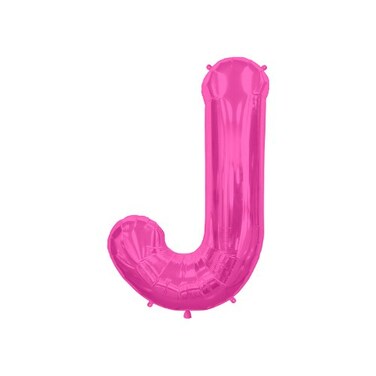 16 inch Letter J  Magenta AirFilled Foil Balloon