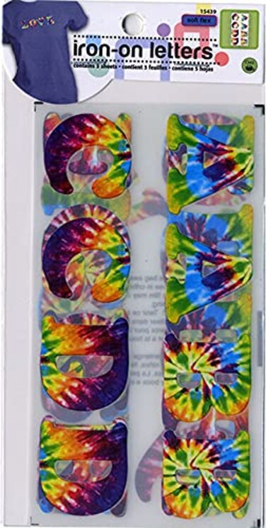 Dritz 15439 Ironon Letters Soft Flex Cooper 114Inch Tie Dye 5Sheets